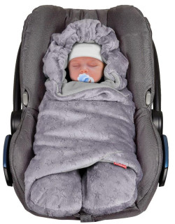 ByBoom Univerzální zavinovačka - Originál s medvědem - zimní Minky Hvězdy tmavě šedá/šedá