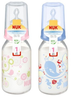 Skleněná láhev 125 ml NUK, silikon