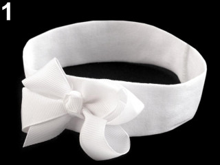 Dětská elastická čelenka s mašlí BÍLÁ