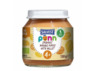 Sklenička Salvest Ponn BIO Mangovo-banánové pyré s jáhly (130 g) 4m+