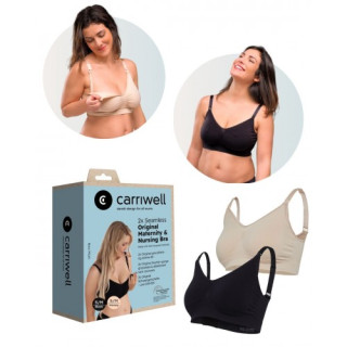 2x Original mateřská a kojící podprsenka béžová a černá Carriwel