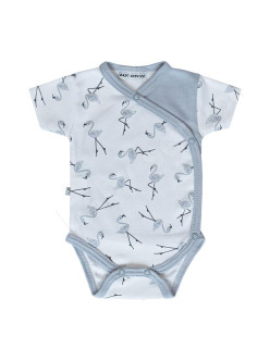 Bavlněné zavinovací body krátký rukáv Plameňáci Baby Service