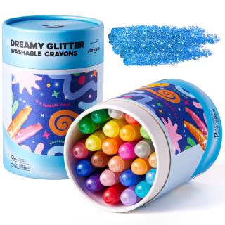 Jemné voskovky Smývatelné Glitter 24 ks