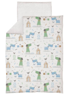 Povlečení do postýlky 2 dílné 100 x 135 cm Ceba - Pejsci modro-zelené