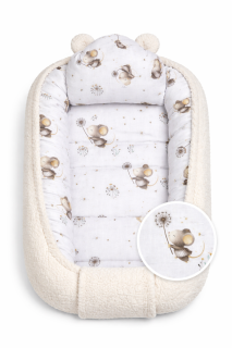 Oboustranné hnízdečko s polštářkem bavlna/boucle Malá myška smetanová Baby Nellys