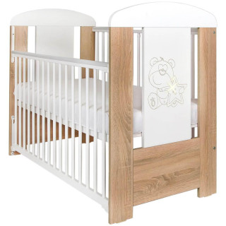 Dětská postýlka New Baby Medvídek s hvězdičkou se stahovací bočnicí dub