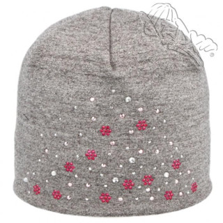 Dívčí čepice bambus kamínky Kytičky Šedá RDX
