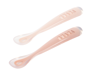 První lžičky silikonové 2 ks s pouzdrem Cotton Candy Beaba 