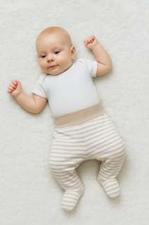 Kojenecké polodupačky bavlna béžový proužek Baby Service