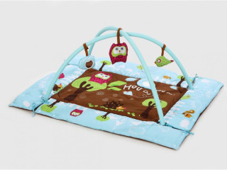 Hrací deka s mantinelem a hrazdou Sova modrá