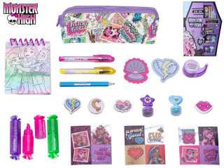 Monster High pouzdro s psacími potřebami a nálepkami v krabičce