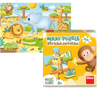 První hraní Africká zvířátka maxi puzzle 15 dílků Dino