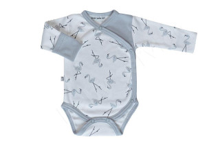 Bavlněné body dlouhý rukáv zavinovací Plameňáci Baby Service