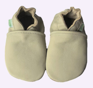 Kožené capáčky Barefoot Vel. S (0-6 měs.) Hopi Hop Béžové