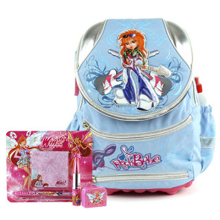 Školní batoh Cool set - 4-dílná sada - modrý batoh Cool RockBabe + doplňky Winx