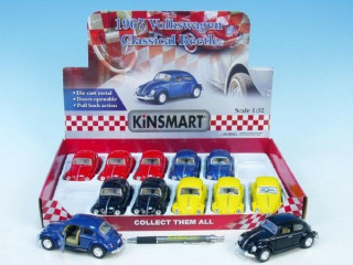 Auto Kinsmart Volkswagen Beetle classical kov 13cm na zpětné natažení