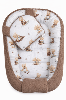 Oboustranné hnízdečko s polštářkem boucle 50 x 80 cm Kouzelný Méďa hnědý Baby Nellys