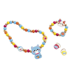Kreativní sada Výroba šperků dřevěné korálky Kočičky 4 ks Janod Atelier 