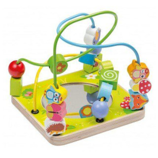 Dřevěný labyrint se zrcátkem a korálky Jouéco 12m+