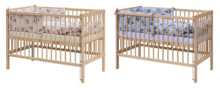 Postýlka přírodní borovice 120 x 60 cm s kompletní výbavou Dino