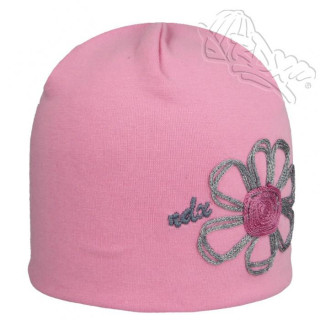 Podzimní čepička s kytičkou růžová RDX