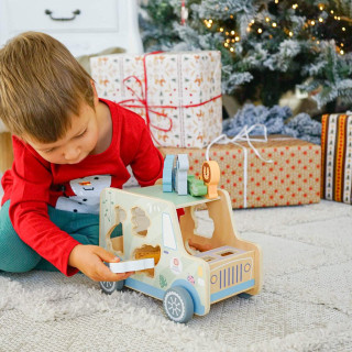 Dřevěná vkládačka Zvířátka Safari auto 9 ks Tooky Toy