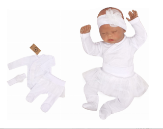 3-dílná soupravička body, polodupačky a čelenka Z&Z Bílá Vel. 62
