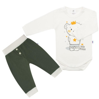 2-dílná bavlněná souprava New Baby Funny smetanovo-zelená