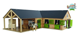 Stáj pro koně dřevěná 68x77x27cm 1:24 