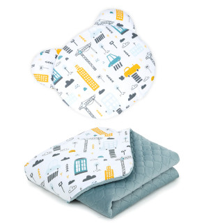 2-dílná sada dečka s polštářkem Velvet 75 x 100 cm Teddy Městečko khaki/bílá