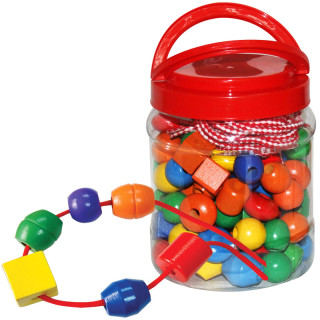 Korálky dřevěné velké v dóze 90 ks nezobra