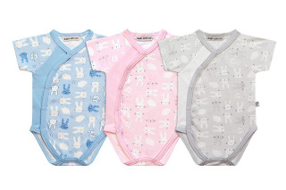 Bavlněné body krátký rukáv celorozepínací Zajíci Baby Service