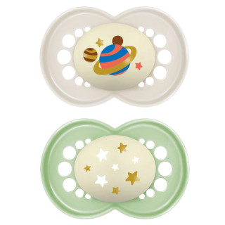 Šidítko Ortodonické Original Night 6 m+Mam Šedá+Zelená