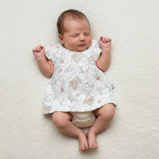 Kojenecké body/šaty krátký rukáv mušelín Kočičky Baby Service