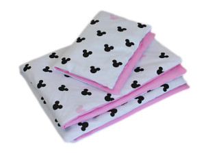 2-dílné povlečení Mickey, bavlněné - růžová, černá 135x100 cm 