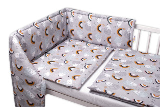 3-dílná sada Mantinel s povlečením Ježek a duha šedé Baby Nellys 