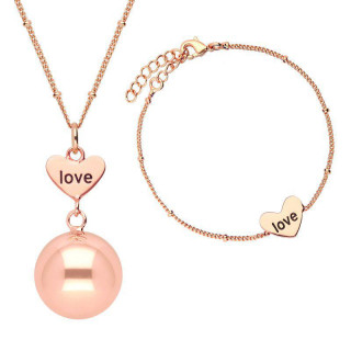 Těhotenská rolnička s náramkem Heart and Love in rose gold