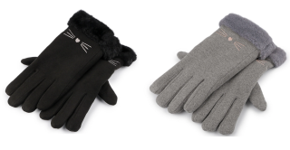 Dívčí rukavice s kožešinou zateplené, dotykové