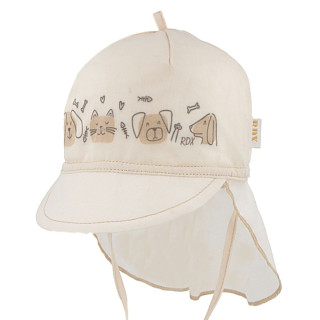 Letní kšiltovka vázací s plachetkou béžová pejsek a kočička RDX