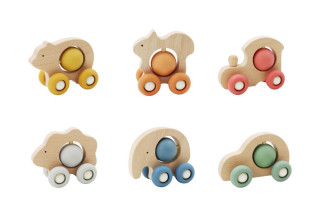 Auto zvířátko s kuličkou dřevěné