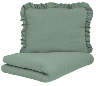 Mušelínové povlečení s volánkem 120 x 90 cm s výplní zelené Infantilo