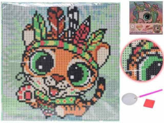 Malování na plátno 20x20 cm s barevnými kamínky 