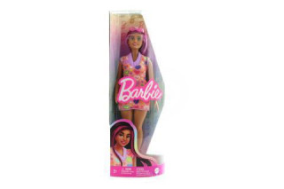 Barbie Modelka - šaty se sladkými srdíčky HJT04