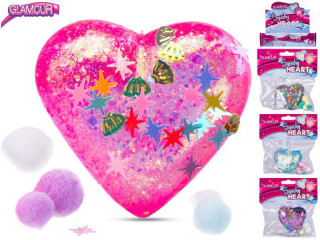 Glamour srdce strečové 6 cm s flitry a doplňky