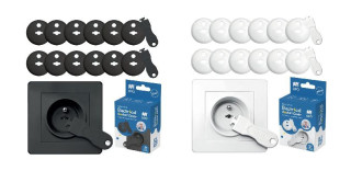 Ochranné kryty na elektrické zásuvky set 12 ks + 2x klíče Sipo