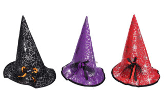 Klobouk čarodějnický s pavoukem 32x30cm