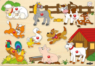 Puzzle na desce - Zvířata u statku