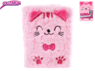 Glamour plyšový zápisník kočka 80 stran