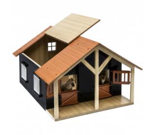 Stáj pro koně s dílnou dřevěná 51x40,5x27,5cm 1:24