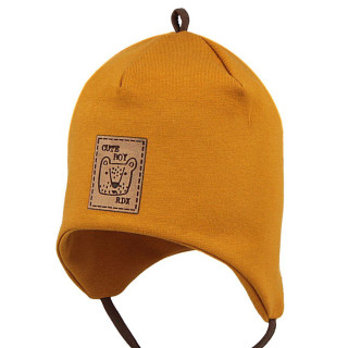 Chlapecká kojenecká čepice vázací Méďa hořčicová RDX